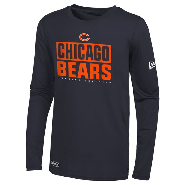 T-shirt à manches longues pour homme Chicago Bears Combine Authentic Offsides New Era bleu marine