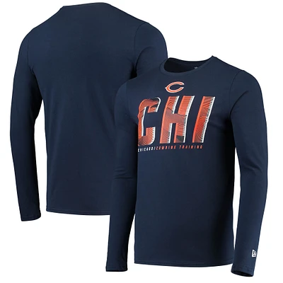 T-shirt à manches longues bleu marine Chicago Bears Combine Authentic Static Abbreviation New Era pour homme