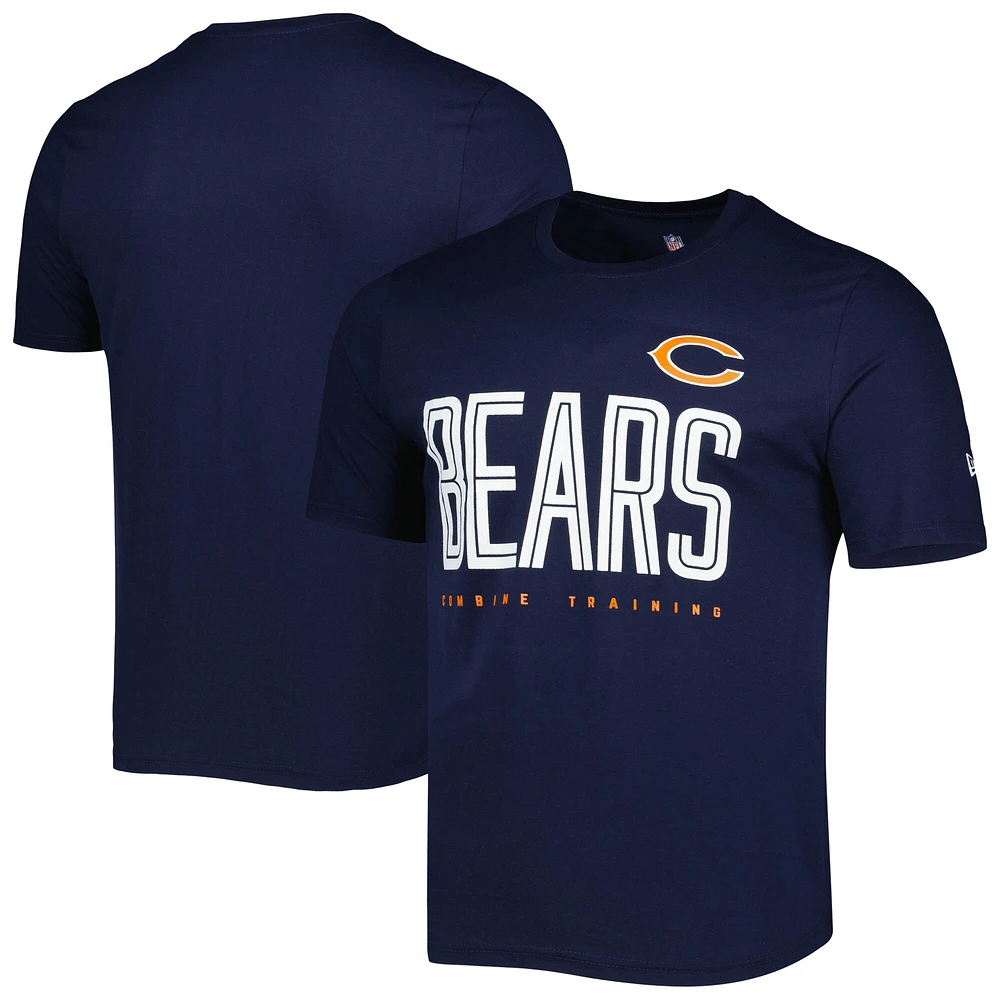 T-shirt pour homme New Era bleu marine Chicago Bears Combine Authentic Training Huddle Up