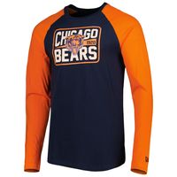 Men's New Era Navy Chicago Bears Current Raglan Long Sleeve T-Shirt