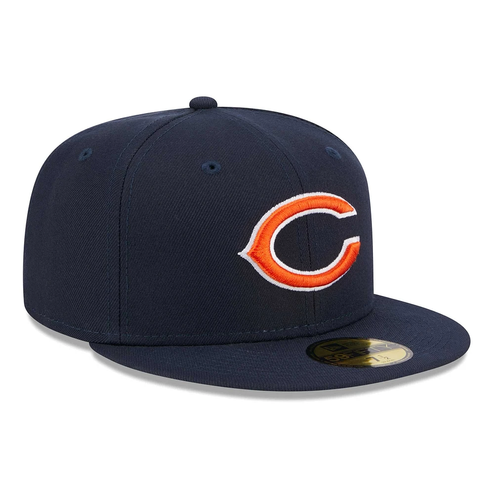 Casquette ajustée Main 59FIFTY Chicago Bears New Era bleu marine pour homme