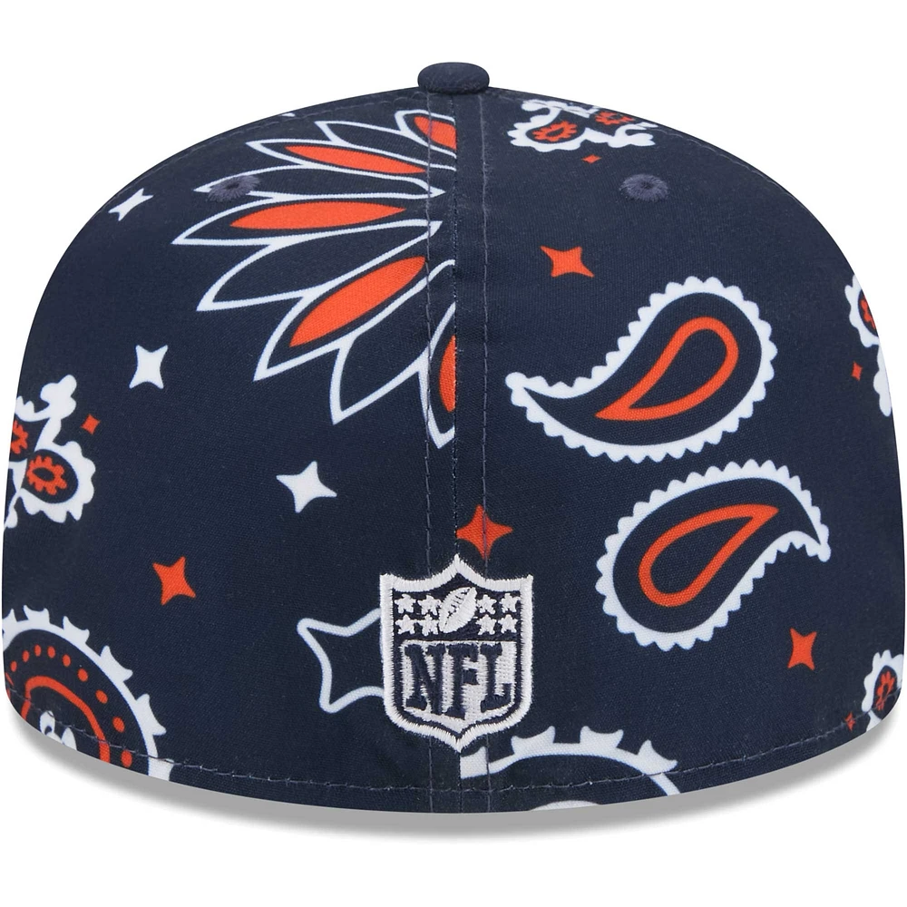 Casquette ajustée 59FIFTY Chicago Bears Paisley New Era pour hommes, bleu marine