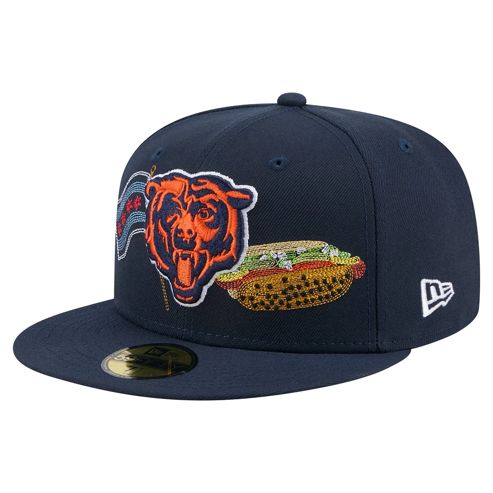 Casquette ajustée 59FIFTY bleu marine Chicago Bears State Stitch pour homme de New Era