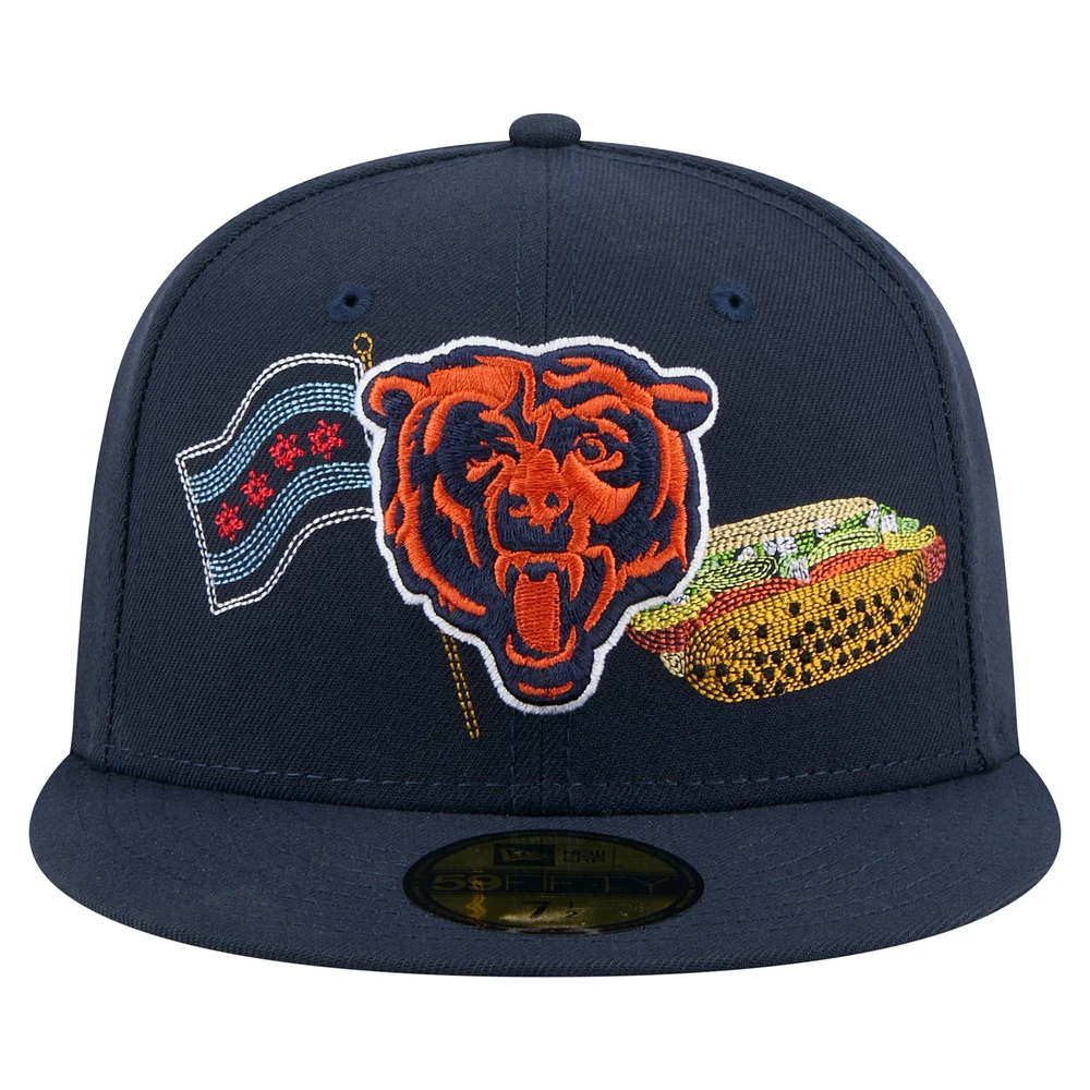 Casquette ajustée 59FIFTY bleu marine Chicago Bears State Stitch pour homme de New Era