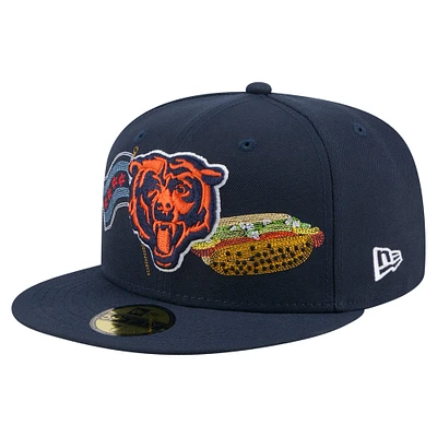 Casquette ajustée 59FIFTY bleu marine Chicago Bears State Stitch pour homme de New Era