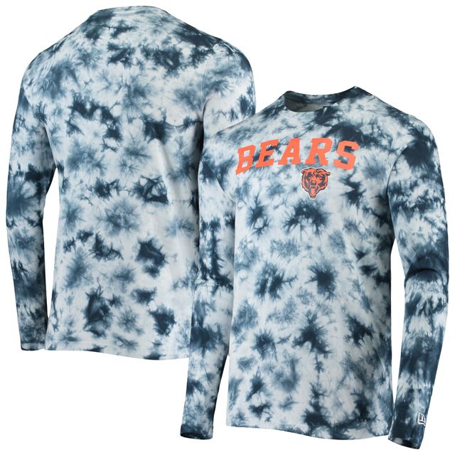 T-shirt à manches longues tie-dye bleu marine Chicago Bears New Era pour homme