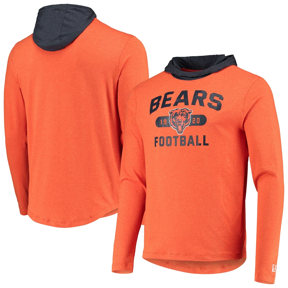 T-shirt à manches longues Active Block Hoodie Chicago Bears New Era pour homme, orange/bleu marine