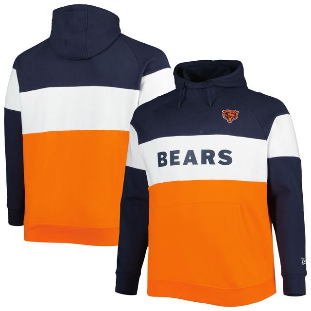 Chandail à capuchon en polaire raglan blocs de couleurs actuels Big & Tall Chicago Bears New Era orange/bleu marine pour homme