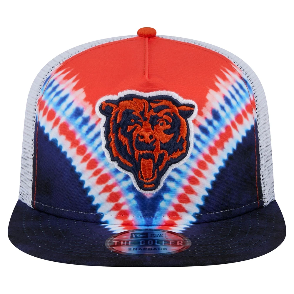 Men's New Era Orange/Navy Chicago Bears Throwback Dye Golfer Snapback Hat