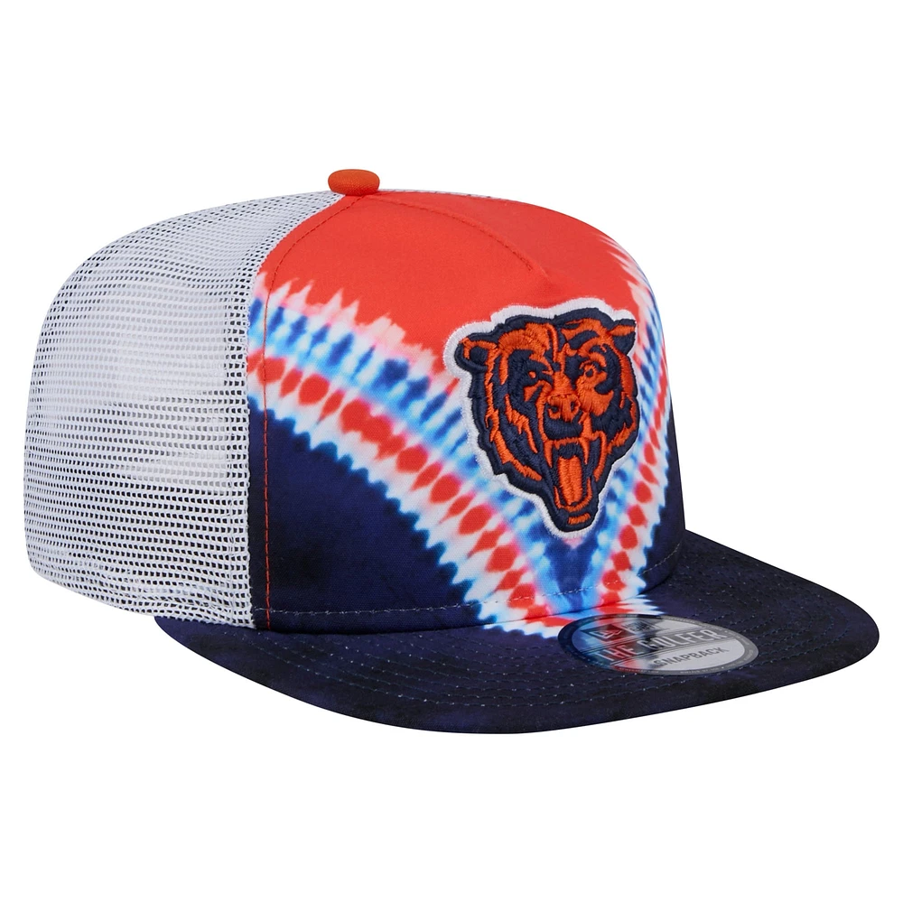 Men's New Era Orange/Navy Chicago Bears Throwback Dye Golfer Snapback Hat