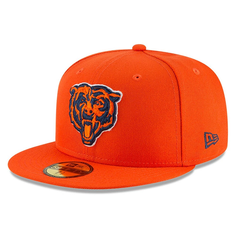 Casquette ajustée New Era Chicago Bears Omaha Throwback 59FIFTY orange pour homme