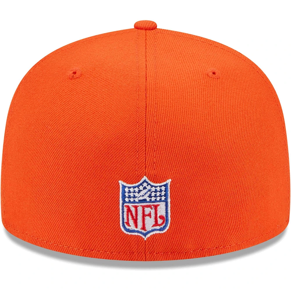 Casquette ajustée New Era Chicago Bears Throwback Main 59FIFTY orange pour homme