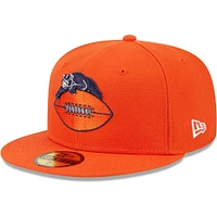 Casquette ajustée New Era Chicago Bears Throwback Main 59FIFTY orange pour homme