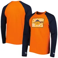 New Era Heathered Gray Chicago Bears Throwback Raglan 3/4-Sleeve Lace-Up T-Shirt Heather Gray