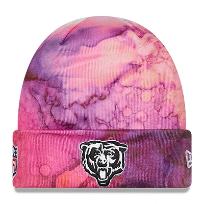 Bonnet en tricot Crucial Catch Chicago Bears 2022 NFL New Era pour homme, rose