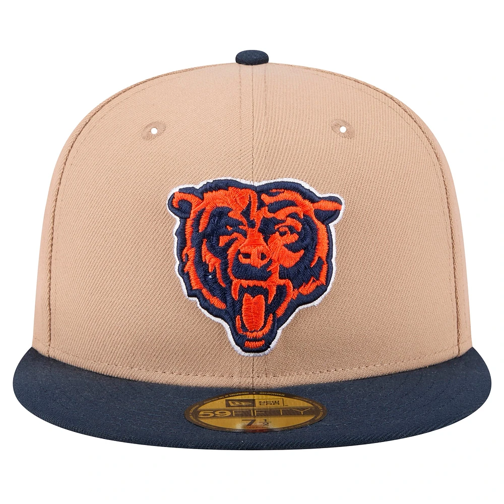 Men's New Era Tan Chicago Bears  Head Logo Main 59FIFTY Fitted Hat