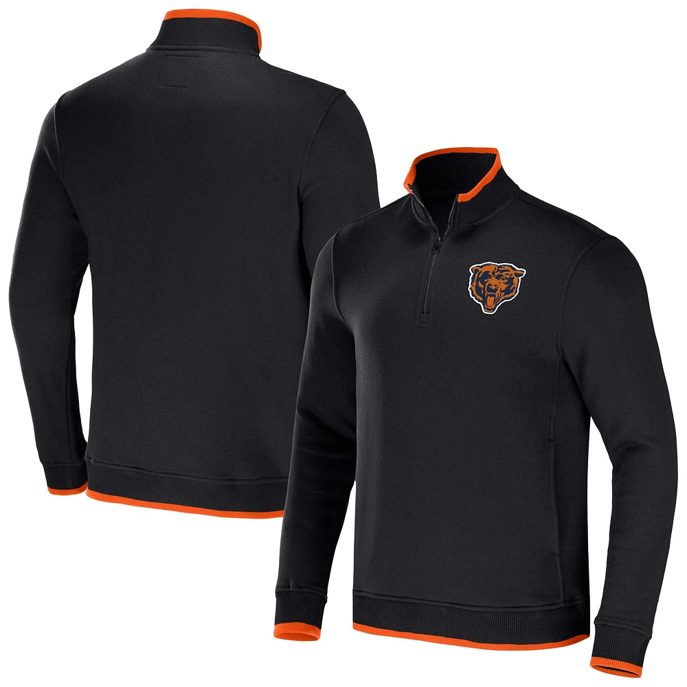 Collection NFL x Darius Rucker par Fanatics pour homme Noir Chicago Bears Logo Quarter-Zip Top