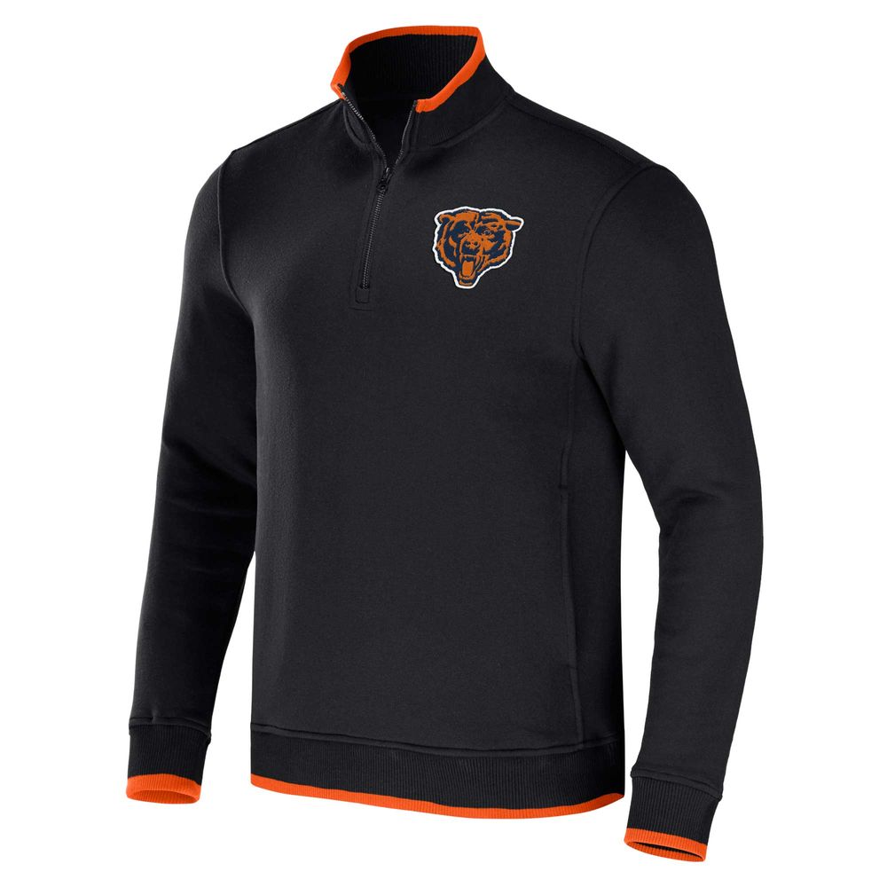 Men's NFL x Darius Rucker Collection by Fanatics Black Chicago Bears Logo Quarter-Zip Top