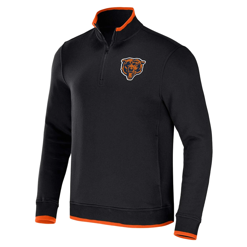 Collection NFL x Darius Rucker par Fanatics pour homme Noir Chicago Bears Logo Quarter-Zip Top