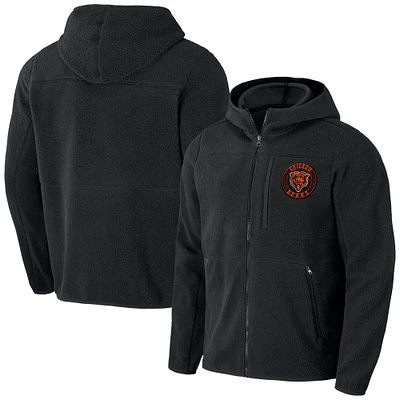 Sweat à capuche zippé en sherpa noir Chicago Bears pour homme de la collection NFL x Darius Rucker par Fanatics