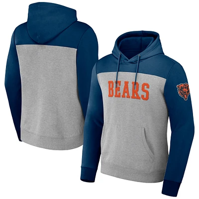 Sweat à capuche color block pour homme de la collection NFL x Darius Rucker Fanatics, gris chiné, Chicago Bears