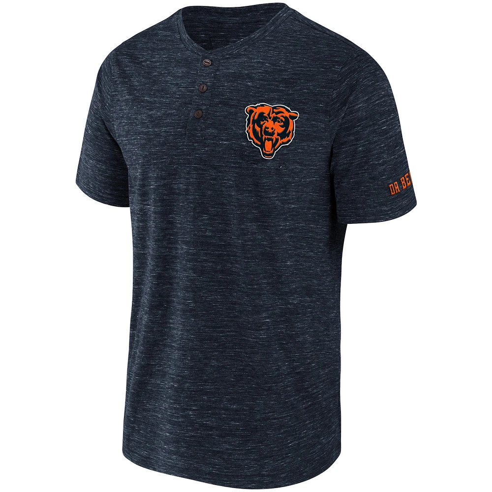 T-shirt NFL x Darius Rucker Collection par Fanatics pour hommes, bleu marine, Chicago Bears Slub Henley