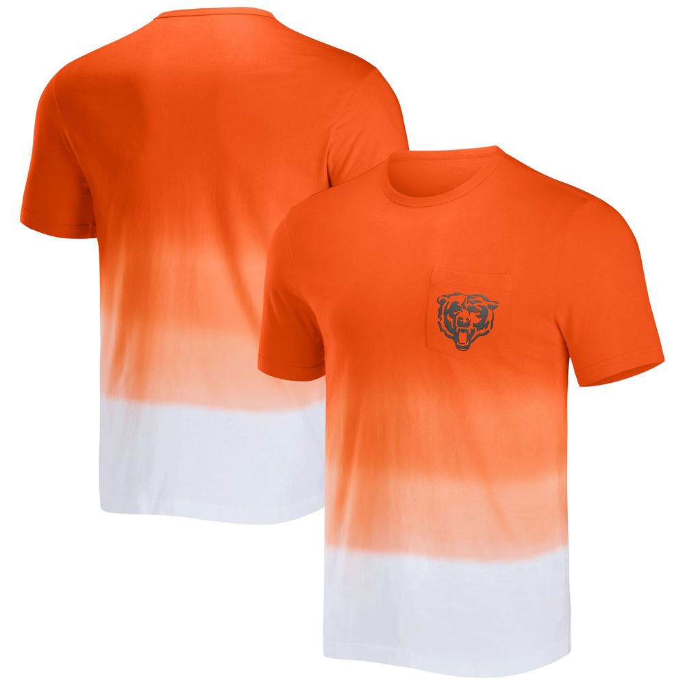 Men's NFL x Darius Rucker Collection by Fanatics Orange/White Chicago Bears Dip Dye Pocket T-Shirt