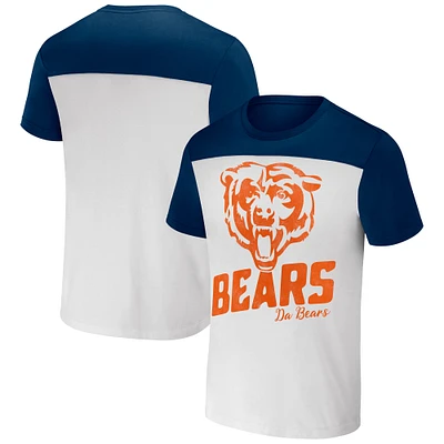 T-shirt colorblock blanc/bleu marine pour homme de la collection NFL x Darius Rucker Fanatics Chicago Bears