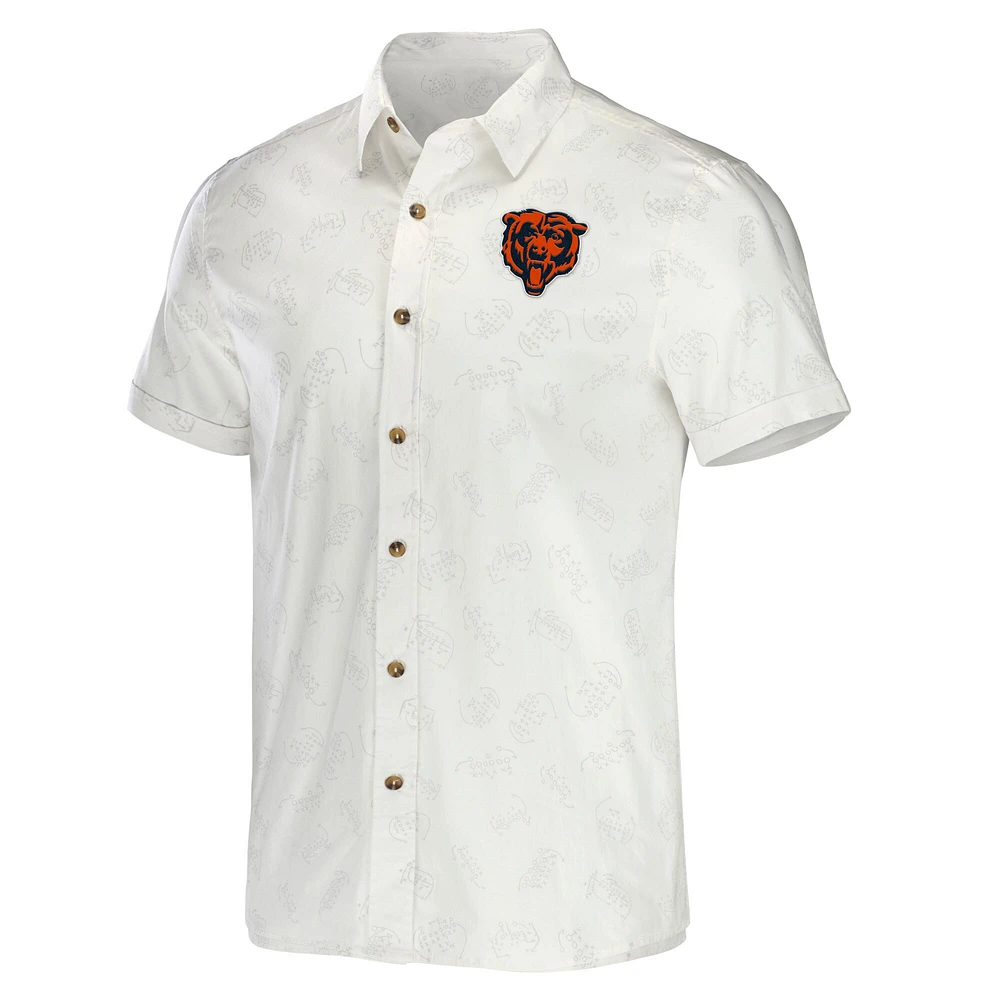 Men's NFL x Darius Rucker Collection by Fanatics White Chicago Bears Woven Button-Up T-Shirt