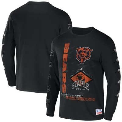 T-shirt à manches longues de renommée mondiale NFL x Staple noir des Chicago Bears pour hommes