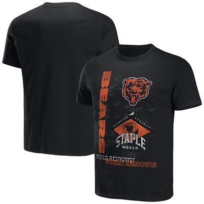 T-shirt de renommée mondiale NFL x Staple noir des Chicago Bears pour hommes