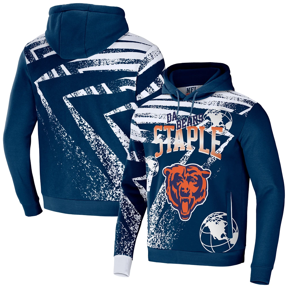 Sweat à capuche imprimé intégral pour hommes NFL x Staple bleu marine Chicago Bears