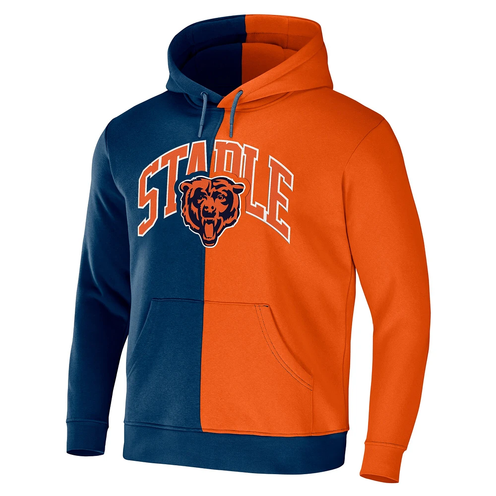 Sweat à capuche orange NFL x Staple Chicago Bears avec logo fendu pour hommes