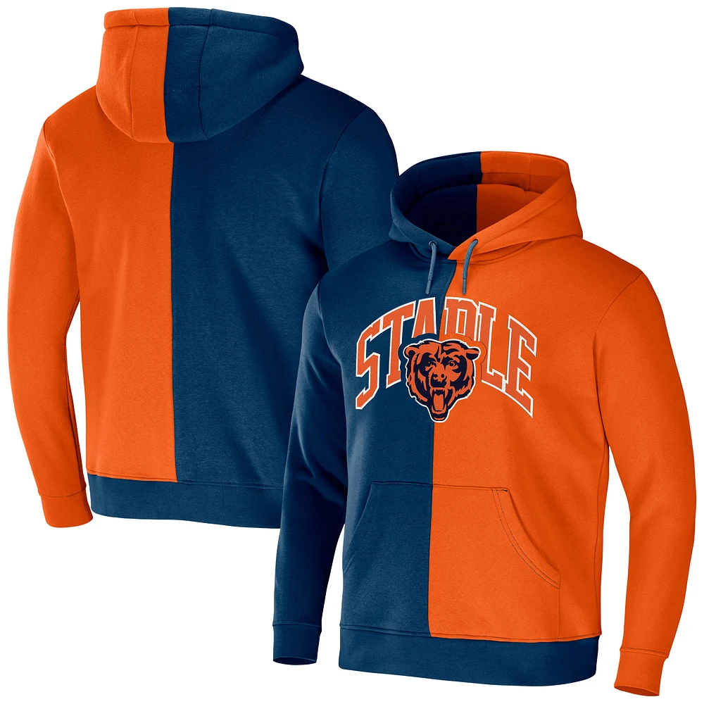 Sweat à capuche orange NFL x Staple Chicago Bears avec logo fendu pour hommes