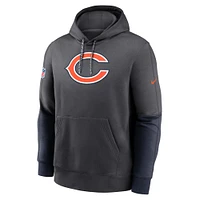 Men's Nike Anthracite Chicago Bears 2024 Sideline Club Pullover Hoodie