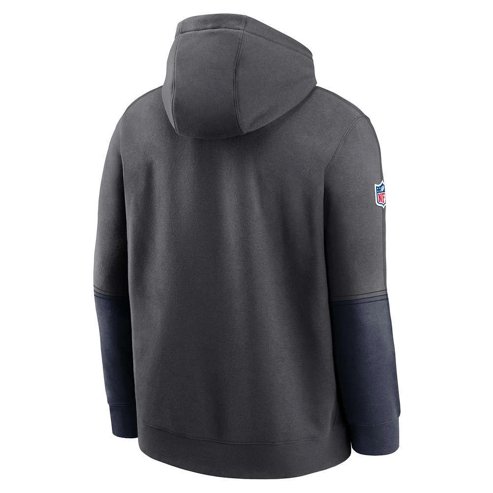 Men's Nike Anthracite Chicago Bears 2024 Sideline Club Pullover Hoodie