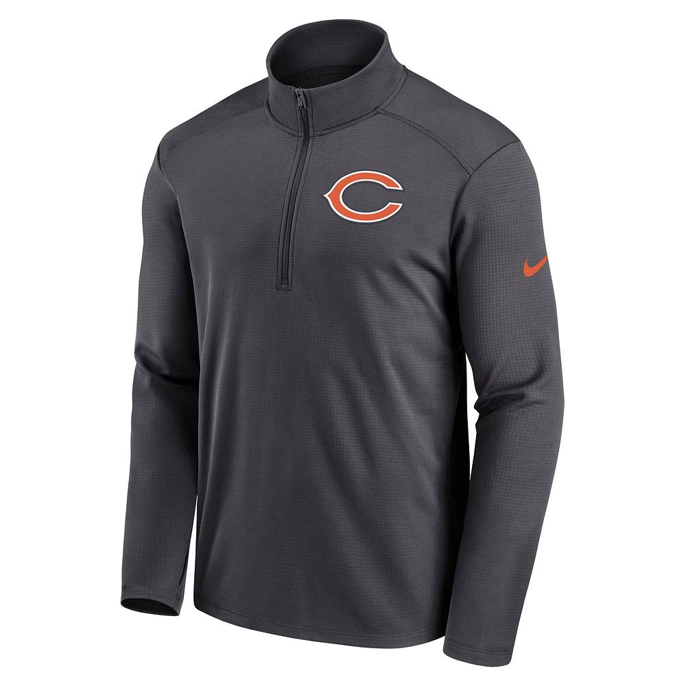 Veste Nike anthracite Chicago Bears Logo Pacer Performance à demi-zip pour homme