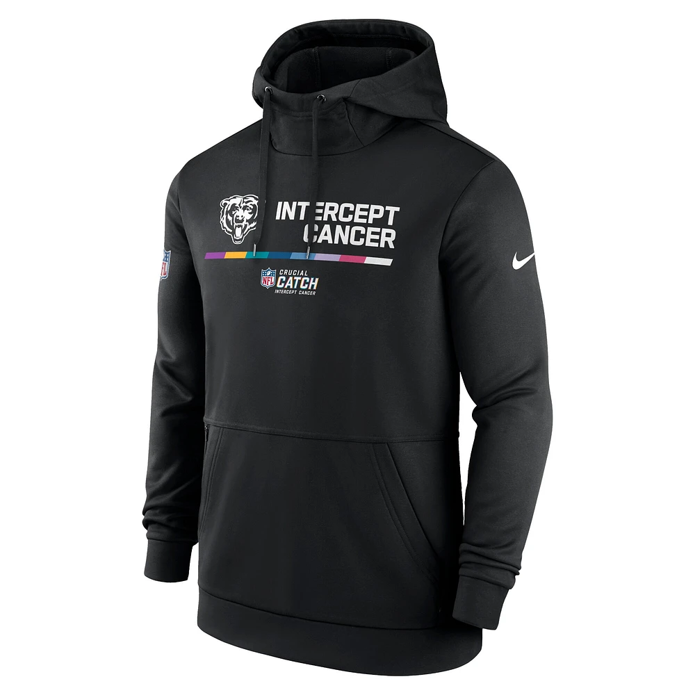 Men's Nike Black Chicago Bears 2022 NFL Crucial Catch - Therma Performance Pullover Hoodie