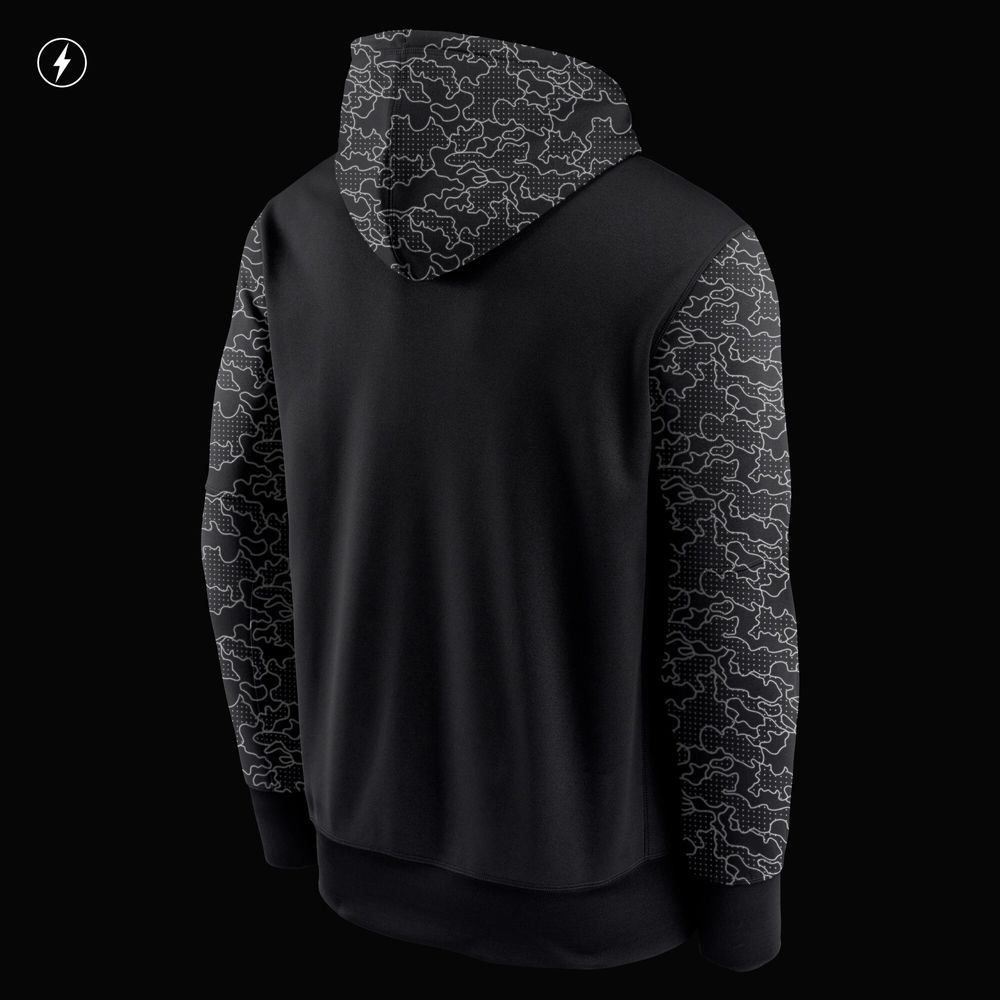 Men's Nike Black Chicago Bears RFLCTV Chevron - Performance Pullover Hoodie