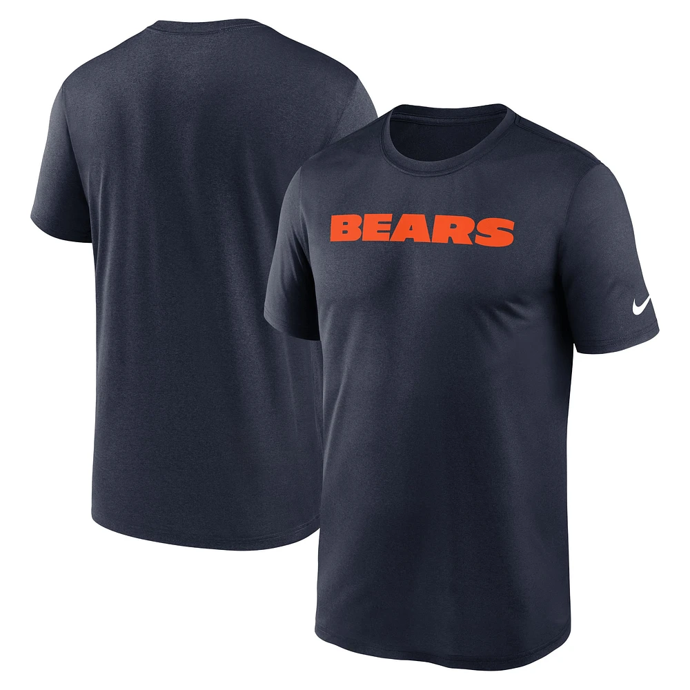 T-shirt Nike pour hommes, bleu, Chicago Bears, Primetime Legend Wordmark Performance