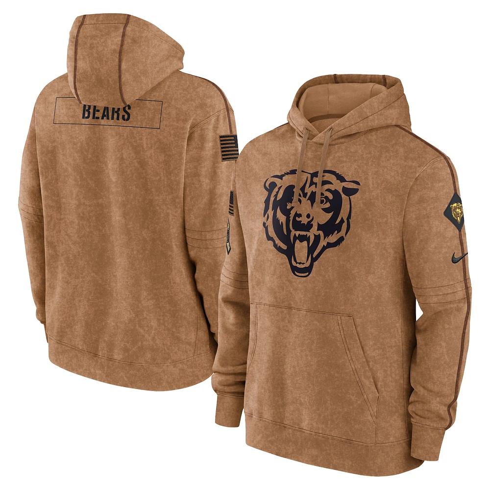 Men's Nike  Brown Chicago Bears Salute To Service Club Pullover Hoodie