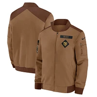 Veste aviateur entièrement zippée Nike Chicago Bears Salute To Service pour homme marron