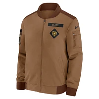 Veste aviateur entièrement zippée Nike Chicago Bears Salute To Service pour homme marron