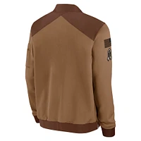 Veste aviateur entièrement zippée Nike Chicago Bears Salute To Service pour homme marron