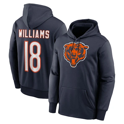 Sweat à capuche Nike Caleb Williams bleu marine pour homme avec nom et numéro de joueur des Chicago Bears