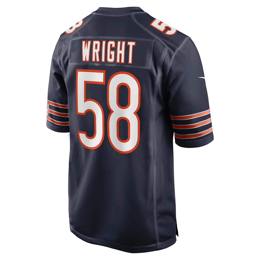 Maillot de match Nike Darnell Wright bleu marine pour homme des Chicago Bears