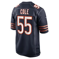 Maillot de match Nike Dylan Cole des Chicago Bears pour homme, bleu marine