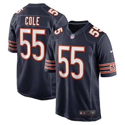 Maillot de match Nike Dylan Cole des Chicago Bears pour homme, bleu marine