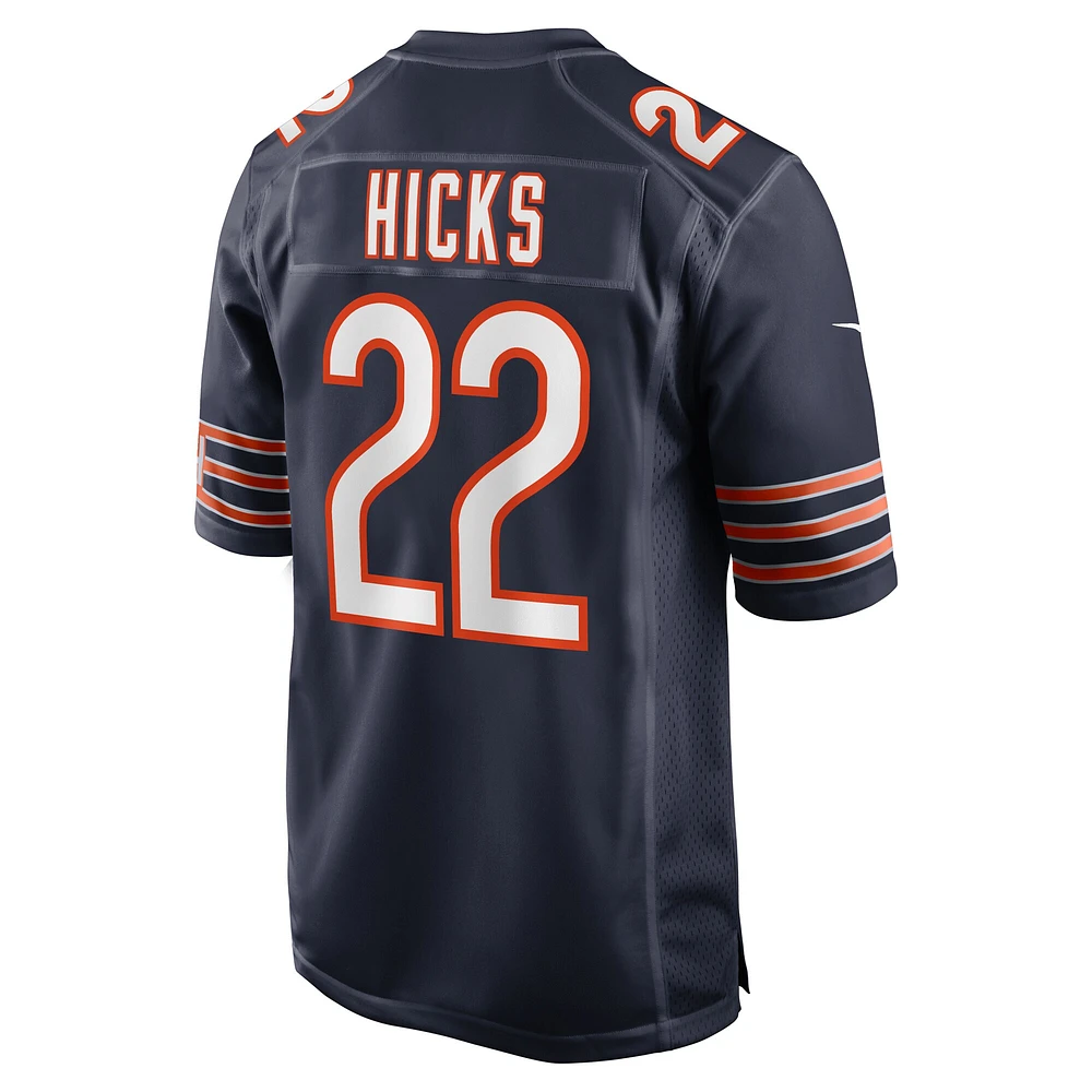 Maillot de match l'équipe Nike Elijah Hicks des Chicago Bears pour homme, bleu marine