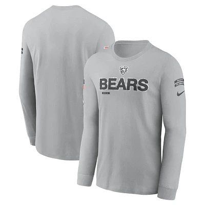 T-shirt à manches longues Nike Chicago Bears 2024 Salute To Service pour homme Gris